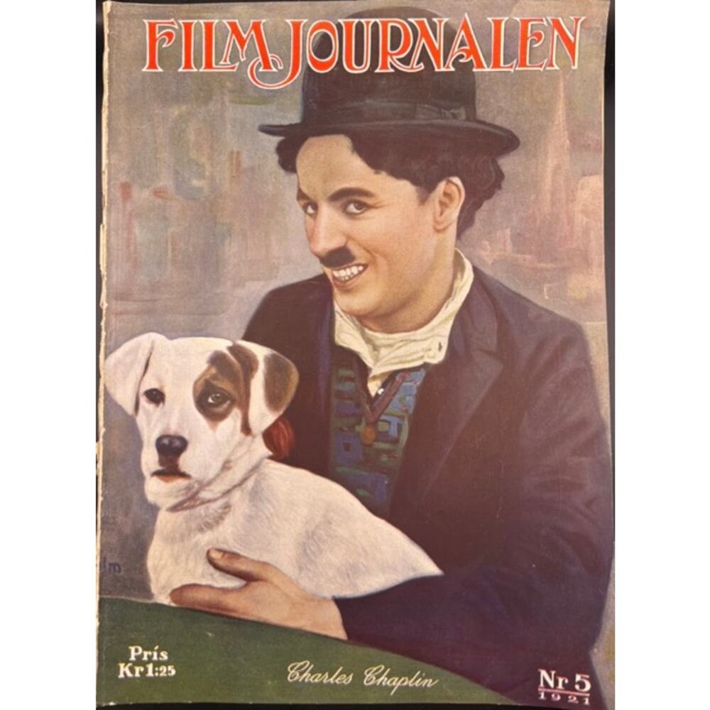 RARE 1921 Swedish Charlie Chaplin Magazine Film Journalen A Dog's Life Charles
